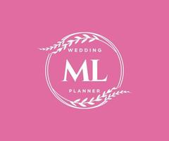 ml initialen brief hochzeitsmonogramm logos sammlung, handgezeichnete moderne minimalistische und florale vorlagen für einladungskarten, save the date, elegante identität für restaurant, boutique, café im vektor