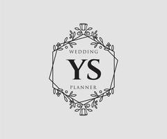 ys initialer brev bröllop monogram logotyper samling, hand dragen modern minimalistisk och blommig mallar för inbjudan kort, spara de datum, elegant identitet för restaurang, boutique, Kafé i vektor