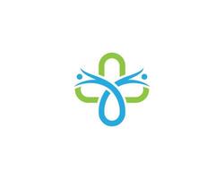 medicinsk plus sjukvård logotyp design med mänsklig liv symbol vektor illustration begrepp.