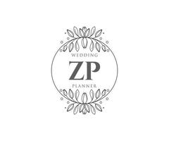 Z P initialer brev bröllop monogram logotyper samling, hand dragen modern minimalistisk och blommig mallar för inbjudan kort, spara de datum, elegant identitet för restaurang, boutique, Kafé i vektor