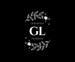 gl initialen brief hochzeit monogramm logos sammlung, handgezeichnete moderne minimalistische und florale vorlagen für einladungskarten, save the date, elegante identität für restaurant, boutique, café im vektor