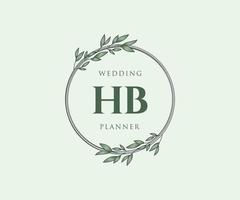 hb initialen brief hochzeitsmonogramm logos sammlung, handgezeichnete moderne minimalistische und florale vorlagen für einladungskarten, save the date, elegante identität für restaurant, boutique, café im vektor