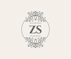 zs initialer brev bröllop monogram logotyper samling, hand dragen modern minimalistisk och blommig mallar för inbjudan kort, spara de datum, elegant identitet för restaurang, boutique, Kafé i vektor
