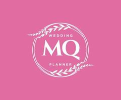 mq initialer brev bröllop monogram logotyper samling, hand dragen modern minimalistisk och blommig mallar för inbjudan kort, spara de datum, elegant identitet för restaurang, boutique, Kafé i vektor