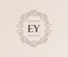 Ey Initialen Brief Hochzeit Monogramm Logos Sammlung, handgezeichnete moderne minimalistische und florale Vorlagen für Einladungskarten, Save the Date, elegante Identität für Restaurant, Boutique, Café im Vektor