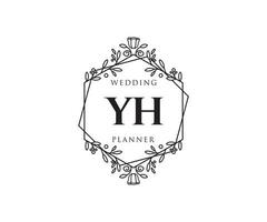 yh initialen brief hochzeitsmonogramm logos sammlung, handgezeichnete moderne minimalistische und florale vorlagen für einladungskarten, save the date, elegante identität für restaurant, boutique, café im vektor