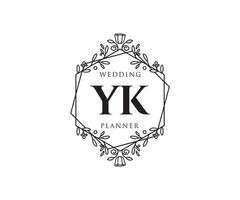 yk initialer brev bröllop monogram logotyper samling, hand dragen modern minimalistisk och blommig mallar för inbjudan kort, spara de datum, elegant identitet för restaurang, boutique, Kafé i vektor