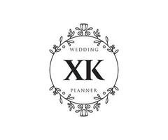 xk initialer brev bröllop monogram logotyper samling, hand dragen modern minimalistisk och blommig mallar för inbjudan kort, spara de datum, elegant identitet för restaurang, boutique, Kafé i vektor