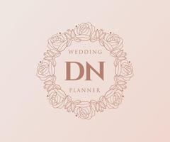 dn initialen brief hochzeitsmonogramm logos sammlung, handgezeichnete moderne minimalistische und florale vorlagen für einladungskarten, save the date, elegante identität für restaurant, boutique, café im vektor