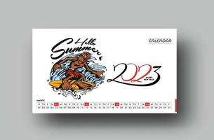 2023 Kalender frohes neues März Designmuster. vektor