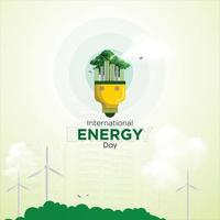 internationales energietageskonzept, weltumwelttag nationaler energiespartag. Rette den Planeten, spar Energie und erschaffe eine grüne, umweltfreundliche Welt. grüne Energie, Ökologie und Umwelt vektor