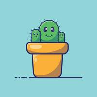 söt liten kaktus tecknad serie illustration. växt karaktär begrepp. vektor