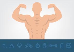Muskel och hälsa ikoner sätta vektor