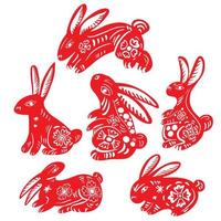 der chinesische stil des roten kaninchens für das konzept der asiatischen feier vektor