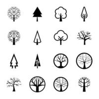 packa av träd glyf ikoner vektor