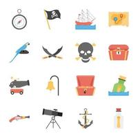 trendig pirat verktyg platt ikoner vektor