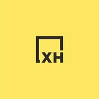 xh första monogram logotyp med fyrkant stil design vektor