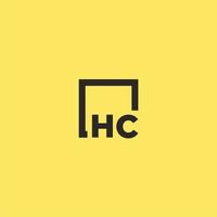 hc första monogram logotyp med fyrkant stil design vektor