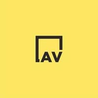 av-anfangsmonogrammlogo mit quadratischem design vektor