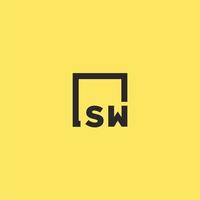 sw Anfangsmonogramm-Logo mit quadratischem Design vektor