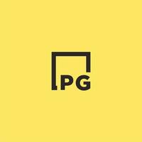 pg Anfangsmonogramm-Logo mit quadratischem Design vektor