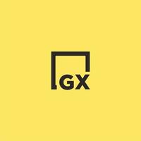 gx första monogram logotyp med fyrkant stil design vektor