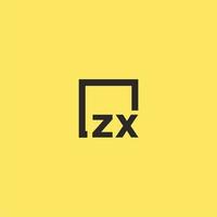 zx första monogram logotyp med fyrkant stil design vektor