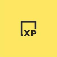 xp första monogram logotyp med fyrkant stil design vektor