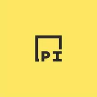 Pi-Anfangsmonogramm-Logo mit quadratischem Design vektor