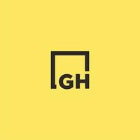 gh-anfangsmonogrammlogo mit quadratischem stildesign vektor