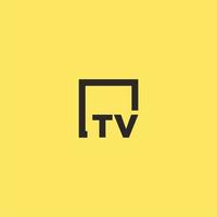 TV första monogram logotyp med fyrkant stil design vektor