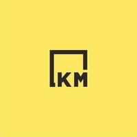 km Anfangsmonogramm-Logo mit quadratischem Design vektor