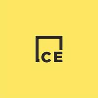 ce Anfangsmonogramm-Logo mit quadratischem Design vektor