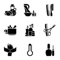 Glyphen-Symbole für trendige Spa-Tools vektor