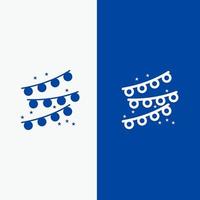 Ammern Partydekoration Partybirne Linie und Glyphe festes Symbol blaues Banner Linie und Glyphe festes Symbol blaues Banner vektor