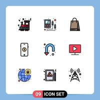 9 kreativ ikoner modern tecken och symboler av u sväng pil väska uppkopplad marknadsföra redigerbar vektor design element