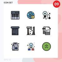 Stock Vector Icon Pack mit 9 Zeilen Zeichen und Symbolen für Bauwerkzeuge Geld Kitt Prozess editierbare Vektordesign-Elemente