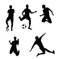 vektorillustration der fußballweltmeisterschaft, die für grafikdesignanforderungen verwendet wird. silhouette einer gruppe von spielern im fußball vektor