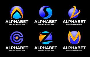 3d alfabet logotyp uppsättning vektor