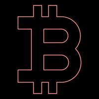 neon bitcoin röd Färg vektor illustration bild platt stil
