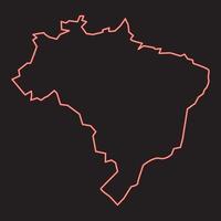 neon Karta av Brasilien röd Färg vektor illustration bild platt stil