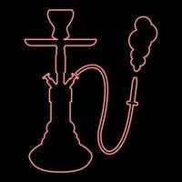 Neon Huka Shisha rote Farbe Vektor Illustration Bild flachen Stil