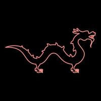 neon kinesisk drake röd Färg vektor illustration bild platt stil