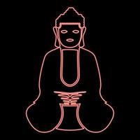 neon buddha röd Färg vektor illustration bild platt stil