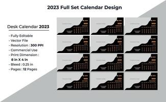 2023 full uppsättning skrivbord kalender design mall vektor