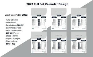 2023 vollständige Kalenderdesignvorlage vektor