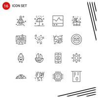 16 universell översikt tecken symboler av företag paket enheter paket omfattning redigerbar vektor design element