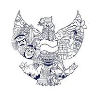 garuda pancasila doodle Vektorgrafiken vektor