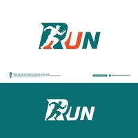 Run Wordmark Logo mit Läufer im Inneren, Nagative Sapce Running Club Logo Vorlage, Marathonturnier Logptype, Fitness, Athletentraining für das Lebenssymbol vektor