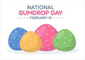 nationell gumdrop dag på februari 15 med Semester av utsökt sötsaker för barn i platt tecknad serie bakgrund hand dragen mallar illustration vektor